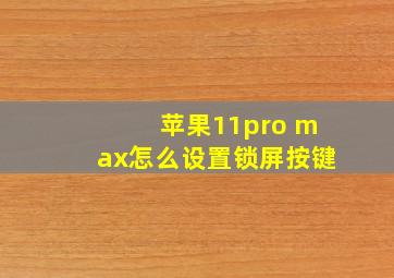 苹果11pro max怎么设置锁屏按键